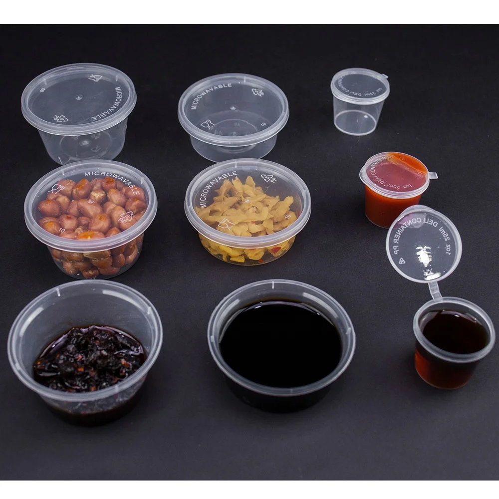 PP plastic disposable sauce containers transparent sauce cups with lids for dipping food