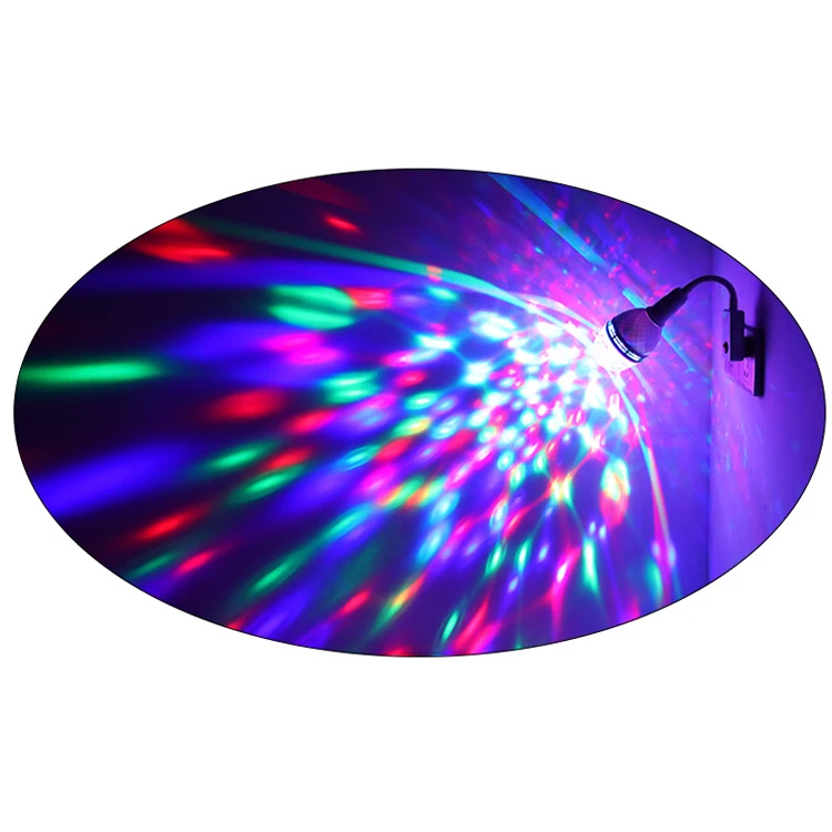  Вращающаяся Светодиодная лампа E27 Rgb для вечеринки многоцветный кристаллический сценический стробоскоп помещений улицы дискотеки дня рождения клуба