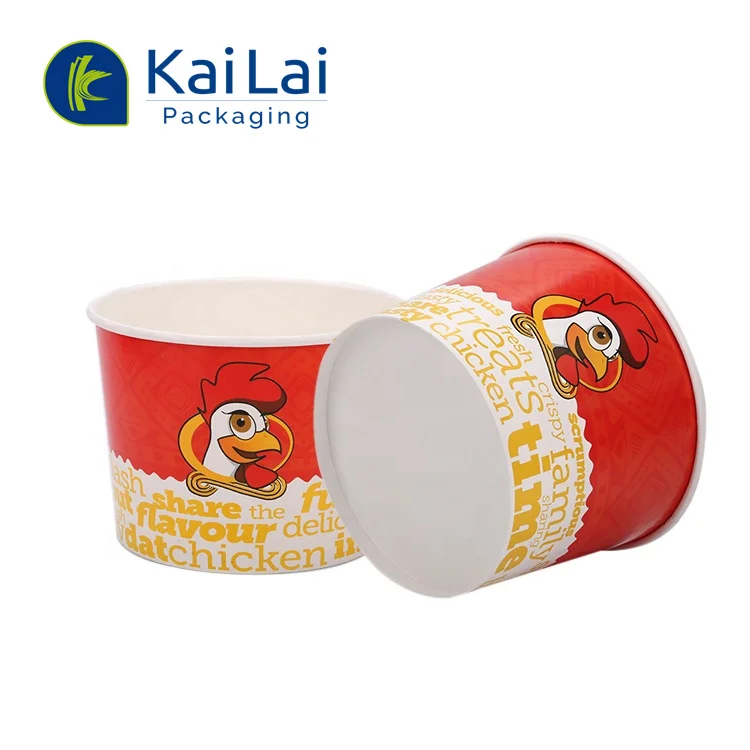 Custom Paper 85 165 oz Bucket Take Away Food packaging popcorn tubs disposable paper Container Fried Chicken bucket