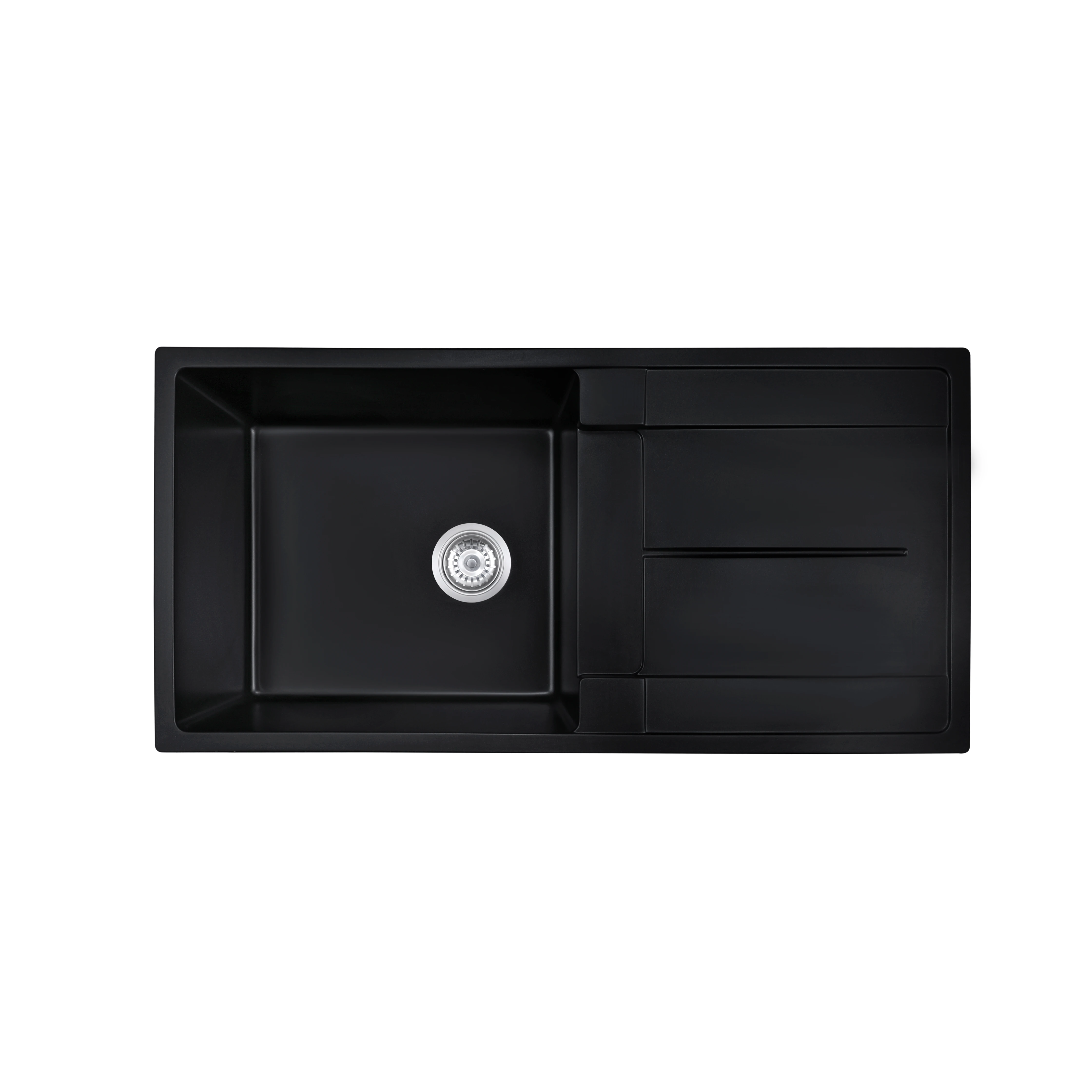 OEM BLM-GU10050SB 39*20*8 дюймов прямоугольная однотонная раковина черная кварцевая для кухни