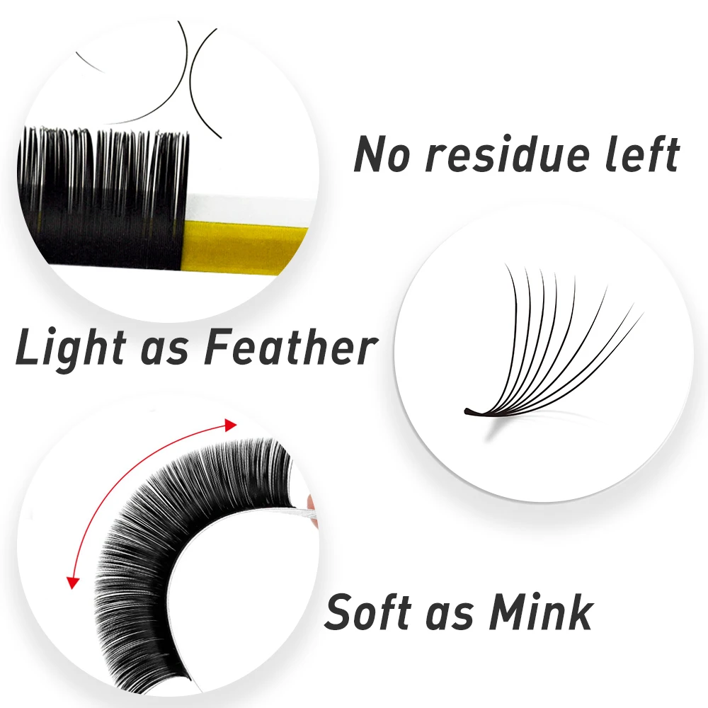 Korean PBT 8-14mm Fast Easy Fan Rapid Blooming Eyelash Extension  0.03 0.05 0.07 0.10 Mega Volume Easy Fanning Eyelash Extention
