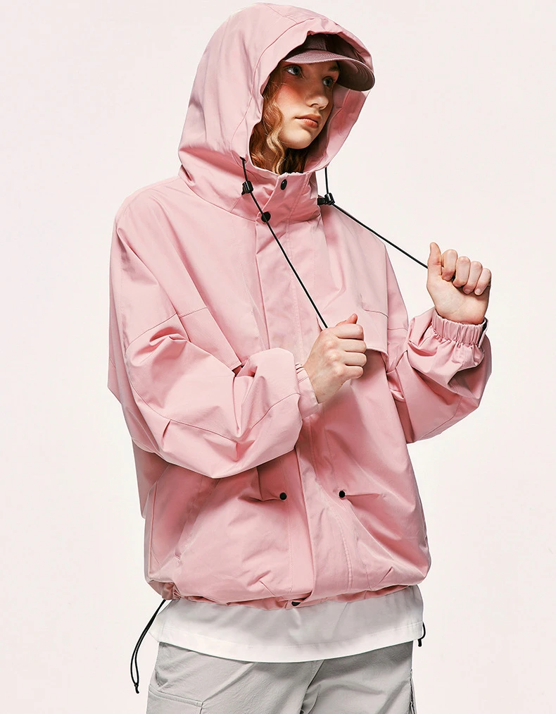 Mens Outdoor Hiking Lightweight Windproof Softshell Anorak Zip Up Safari Windbreaker Jackets With Hoody