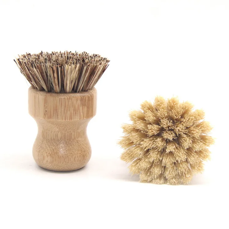 Bamboo Dish Scrub Brush Natural Scrub Cleaning Brush Vegetable Brush for Dishes   Cast Iron Pots Pans Used in  Kitchen