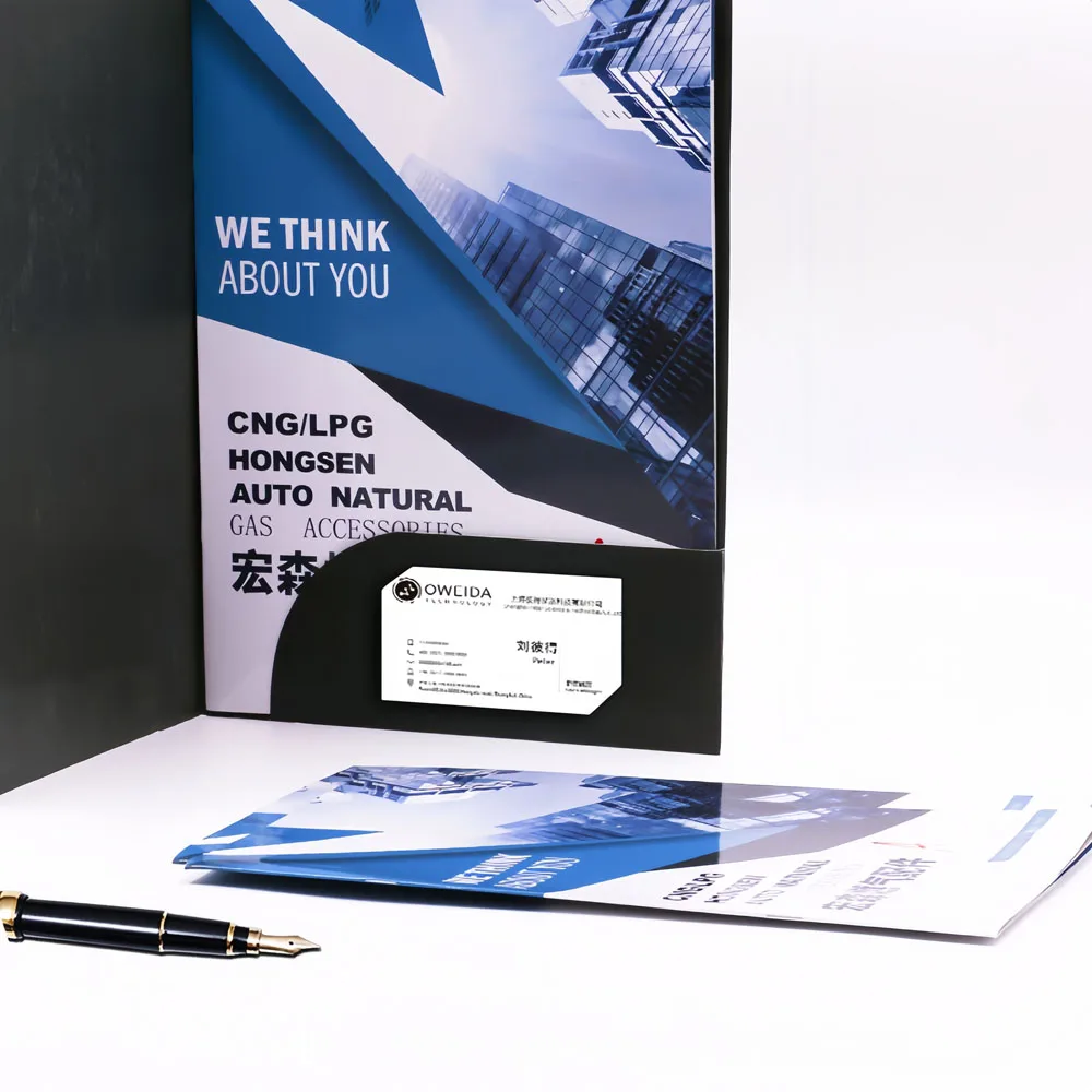 Customize Size Business Card Slot Paper File Document Presentation Folder with Logo