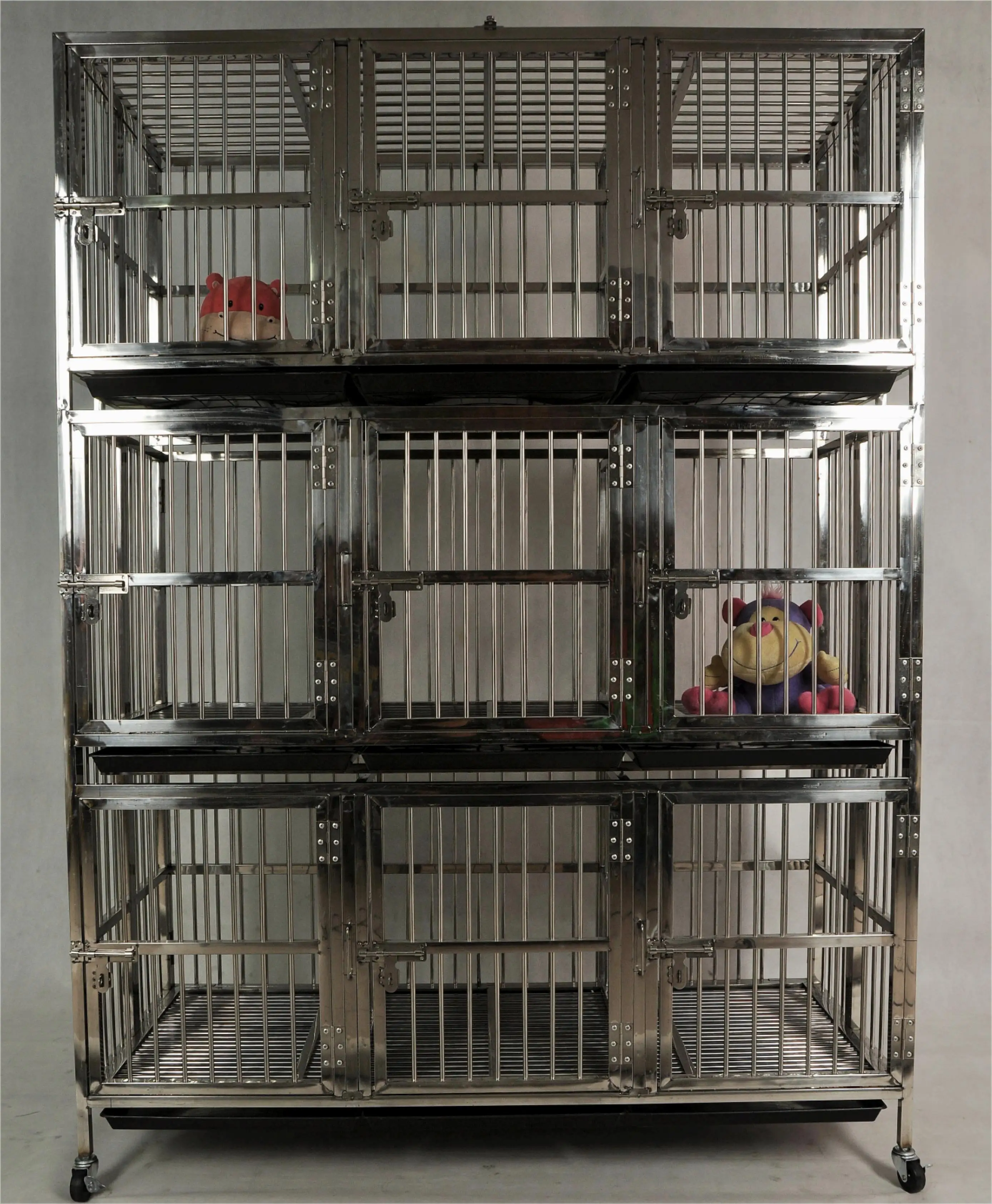 customized size pet shop stainless steel 3 layers stackable dog cage xxl collapsible cage dog