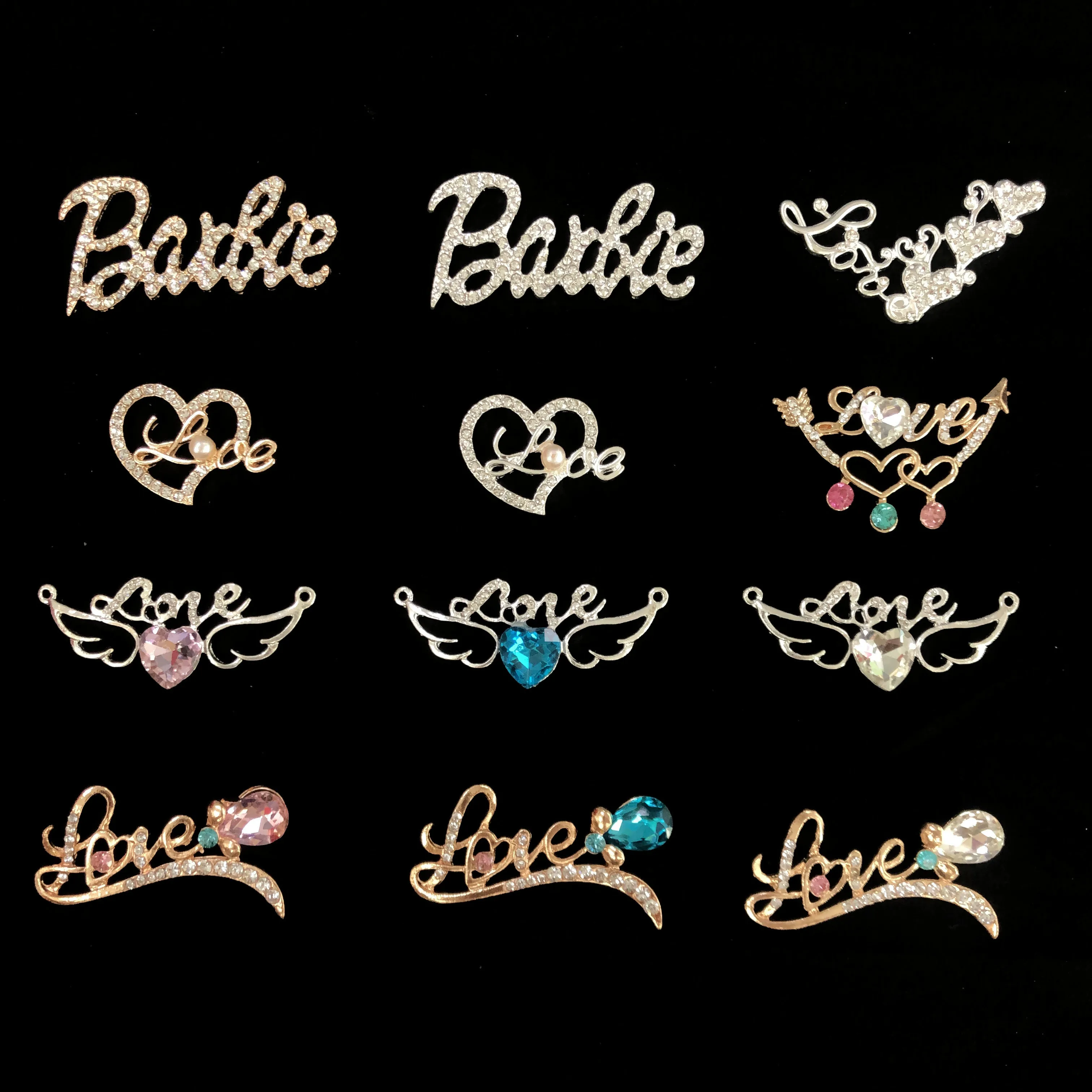 New Design Big name metal diamond chains and pearls bling Girl Gift Decoration  shoes charms