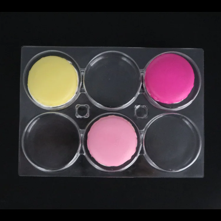 Customized 6 cells Clear Blister Box For Plastic Macarons Clamshell Packaging