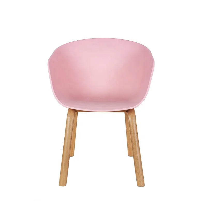 Wholesale popular home furniture colorful plastic dining room chairs Plastic armrest dining chair wood leg coffee chair