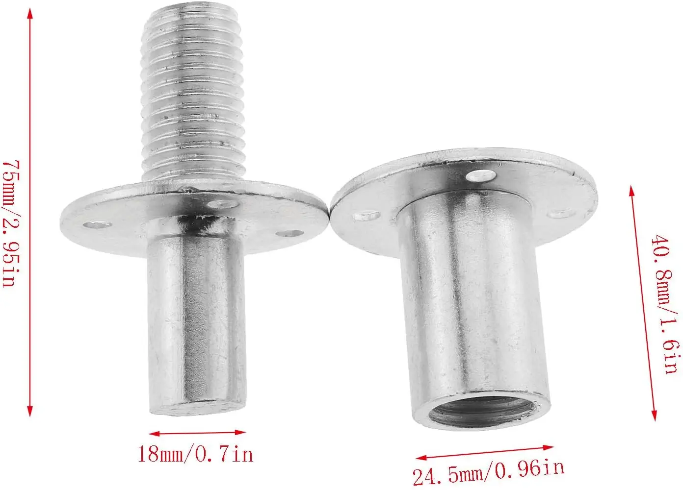 M12 Metal Bed Post Connector T-Nut Bedpost Connector Screw-in Butt Nut for Furniture
