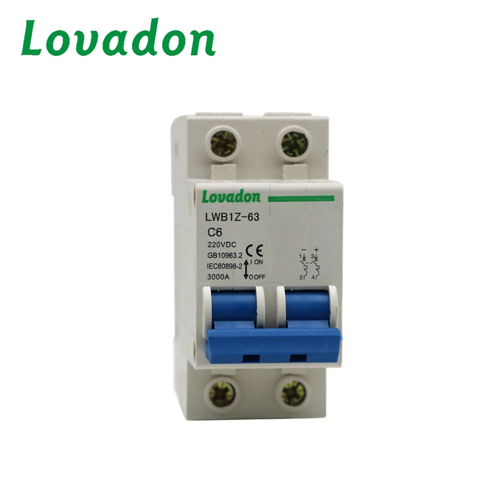 10A 32A DC220V Mcb Выключатель 2-полюсный Электрический миниатюрный выключатель