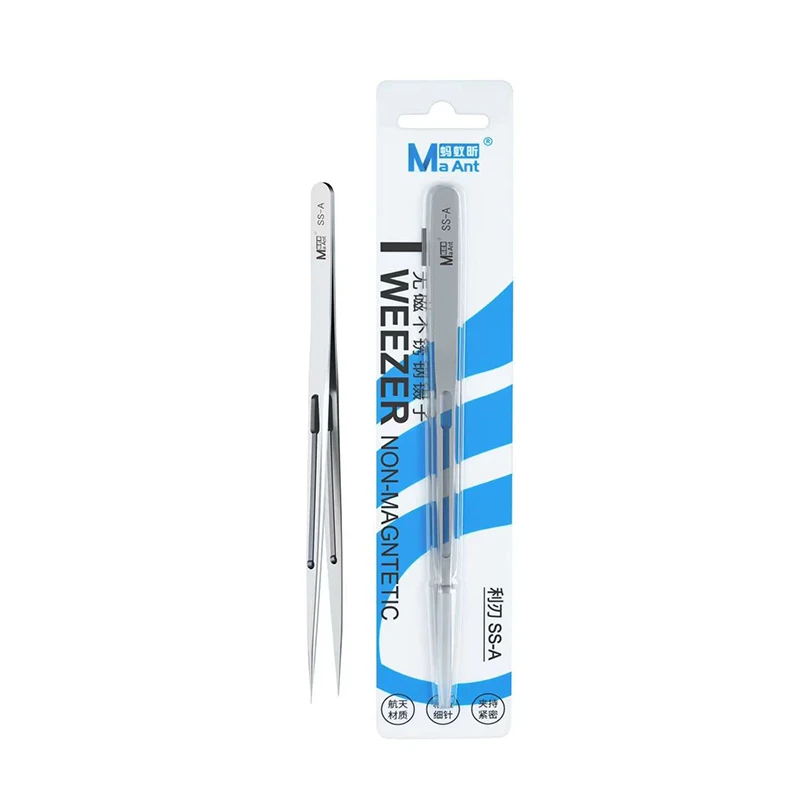MaAnt SS-A SS-A1 Precision Tweezers BGA PCB IC Micro Soldering Repair Forceps Non-Magnetic Stainless Steel Mobile Phone Tool