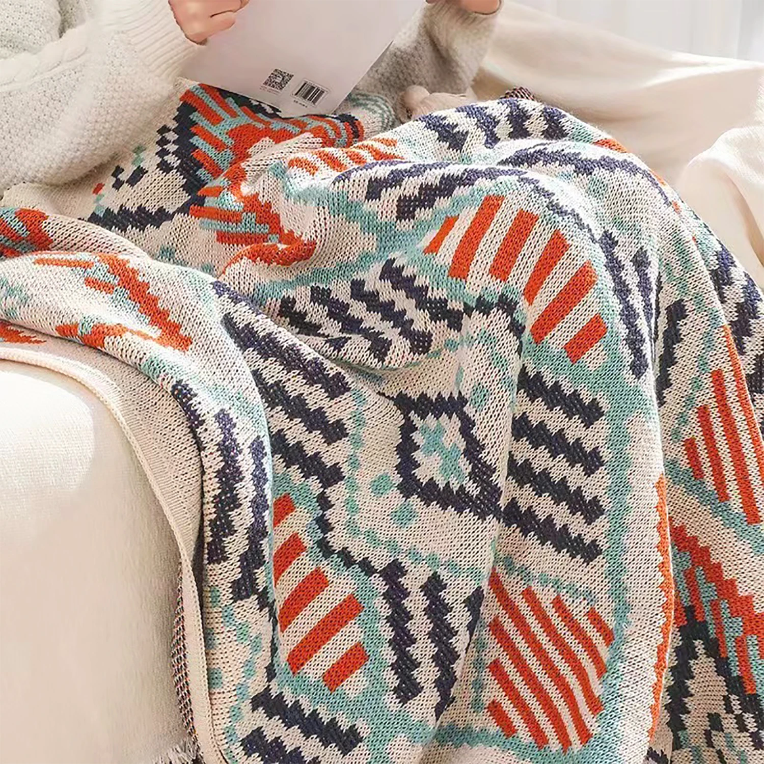 Hot Sale Bohemian knitted blankets Geometric Patterns Home Blankets Knitted Throw Blanket