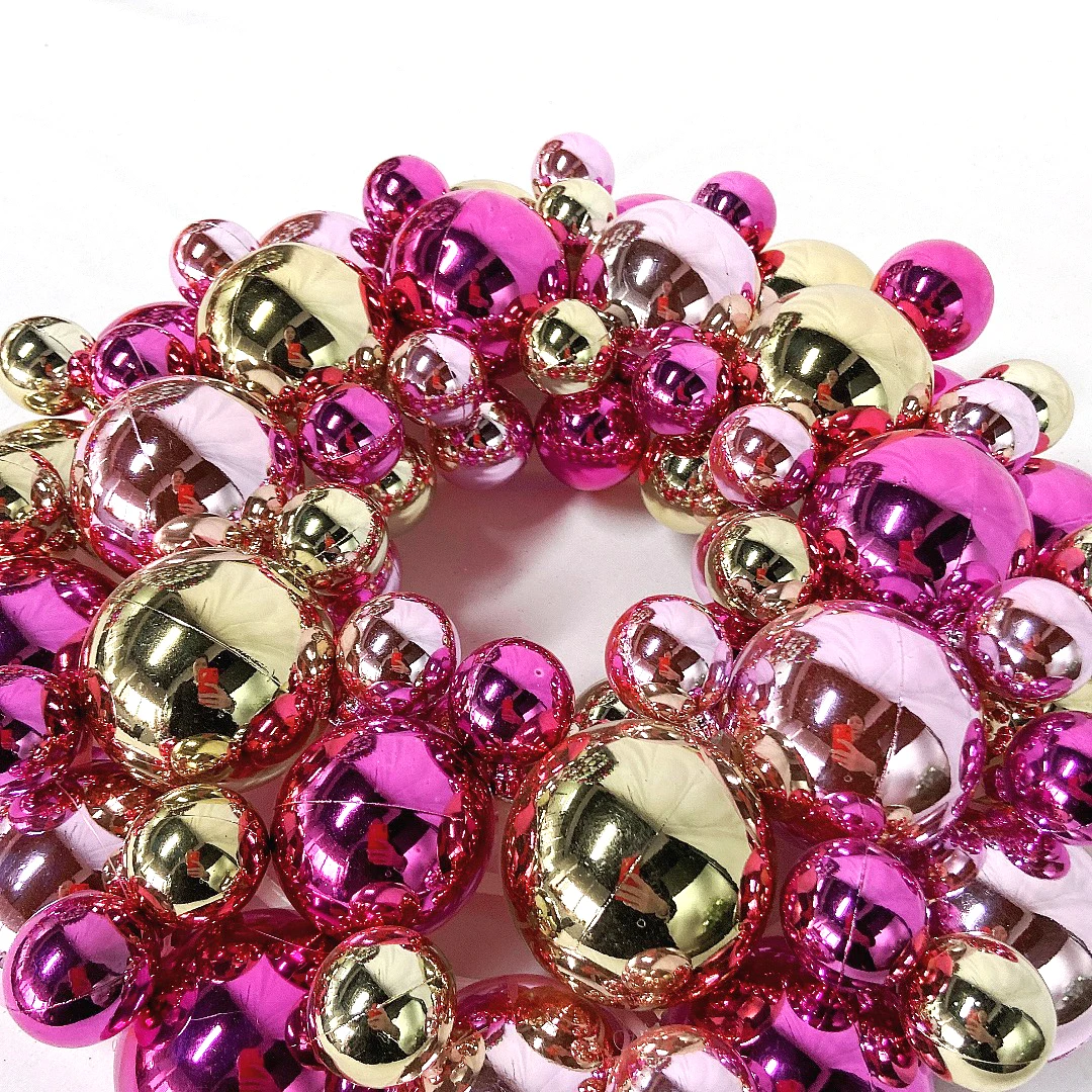 Senmasine 13 inch shatterproof plastic balls christmas decoration 33cm bauble wreath with plastic base front door hanging