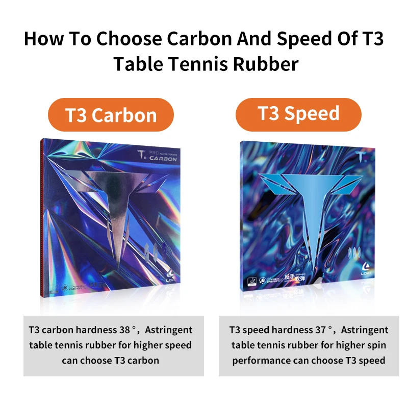 Loki T3 Carbon professional non-sticky pingpong racket rubber Fast break rubber table tennis for competition