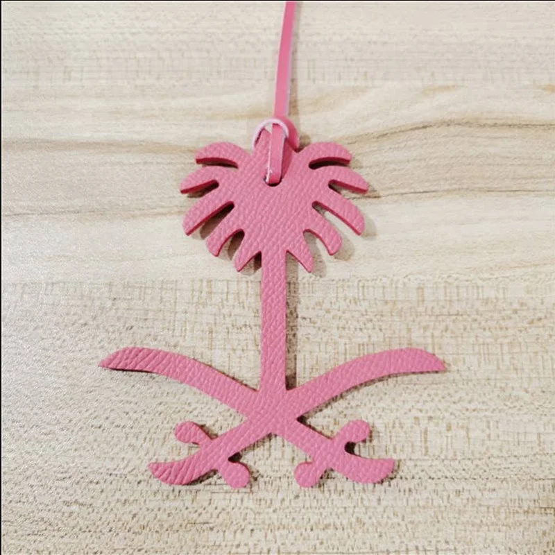 Portable PU Leather Bag Charming Hanger Arabic Letter Alphabet Map Bag Pendant Keychain Holster