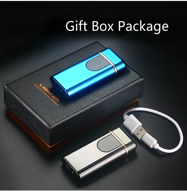 TK310 Custom Logo Windproof Electric Double Arc Lighter USB Plasma Rechargeable Lighter with LED Battery