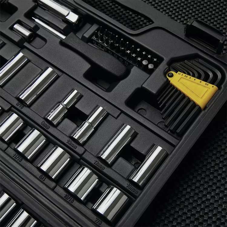 Peaktop  123pc Socket Set offers a complete range of SAE and metric-sized sockets and drive tools  1/4inch & 3/8inch socket set