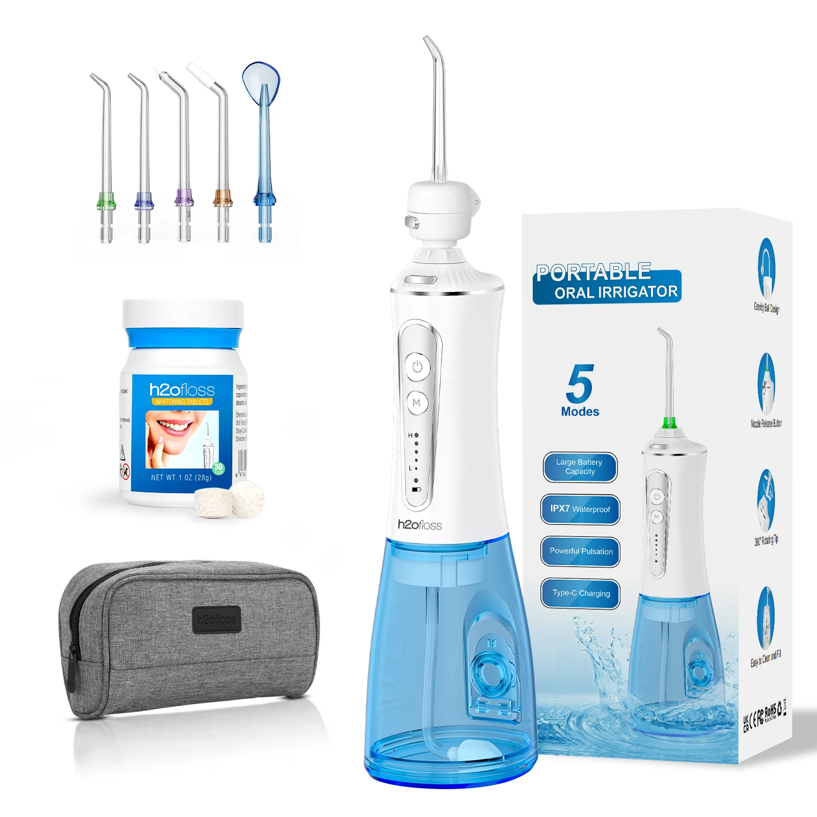 H2ofloss 2023 Newest Professional Dental Water Flosser CE Certified for Teeth Whitening and Oral Irrigation