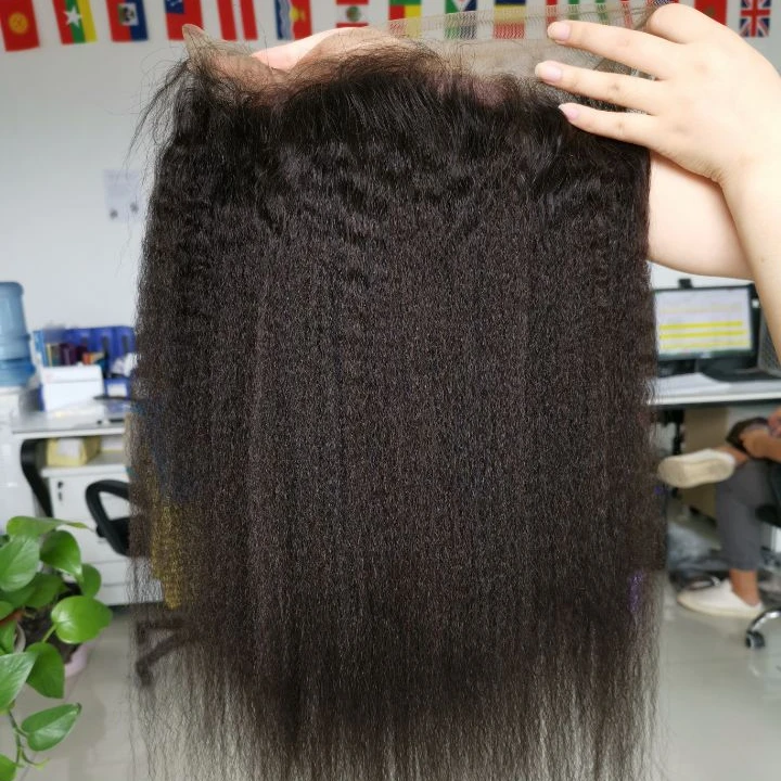 
Kinky Straight 360 Medium Brown Lace Frontal 10A Grade Virgin Brazilian Hair Lace Frontal Closure 