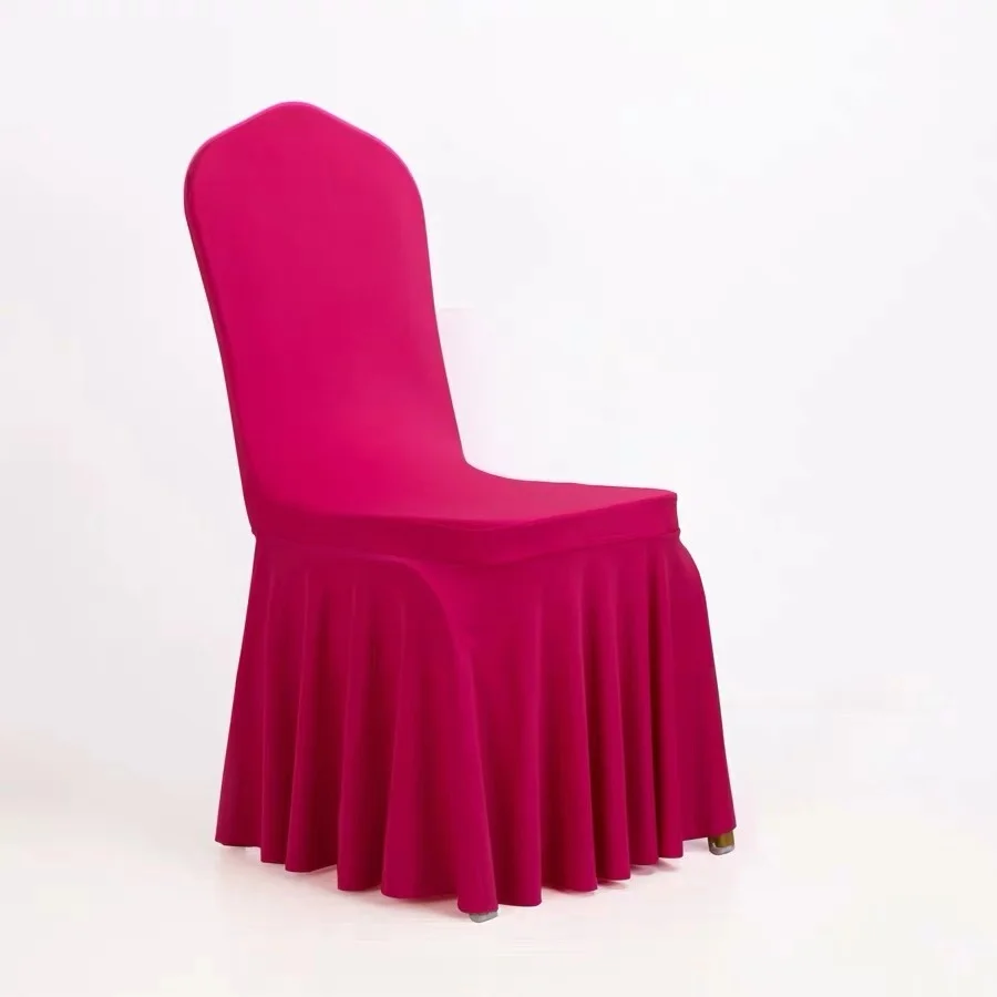 White Hotel Restaurant Wedding Pleated Chair Cover Lycra Chair Cover For Banquet Cheap Spandex Chair Cover 300gsm Heavy Fabric