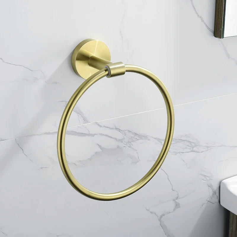 Top Latest Simple Design 2020 Trendy Bathroom Accessories Gold Towel Ring For Bathroom