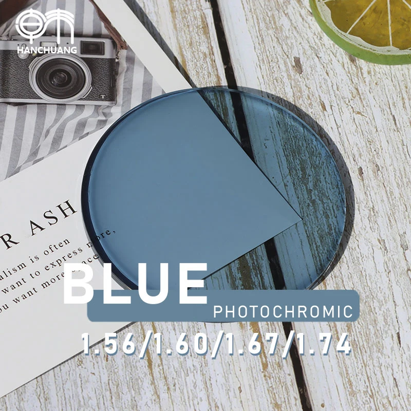 Blue Cut Photochromic Eyeglasses All Index 1.56/1.60/1.67/1.74 Aspheric Resin SHMC Coating Optical Lenses