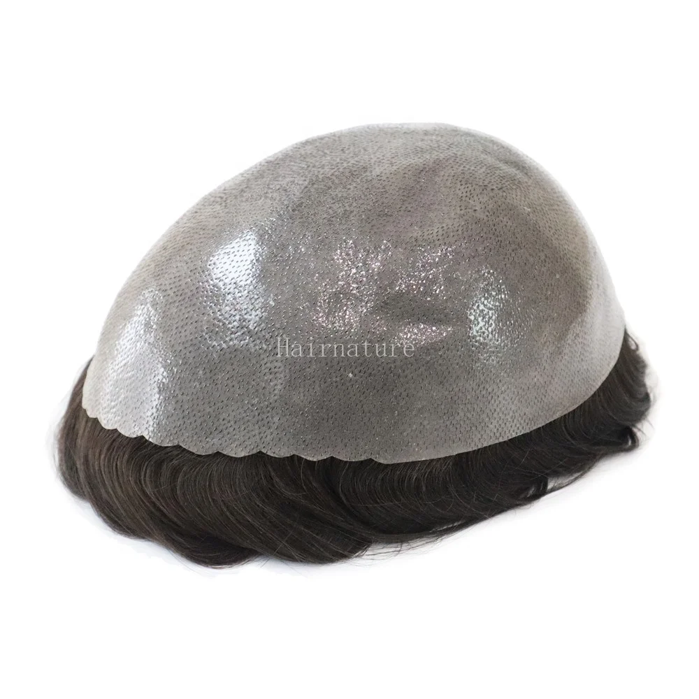 Skin V - PU Toupee Human Indian Hair Unit For Men Prosthesis