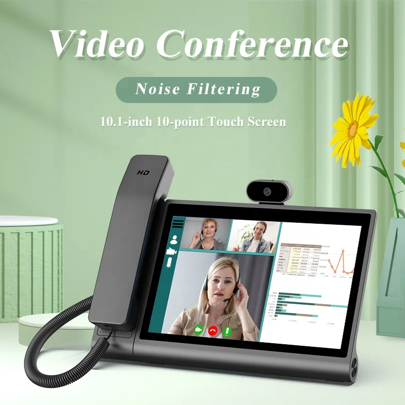 4G 10 Inch Big Screen Android 12 Google System  Fixed Wireless Video Conference Deskphone With HD Camera