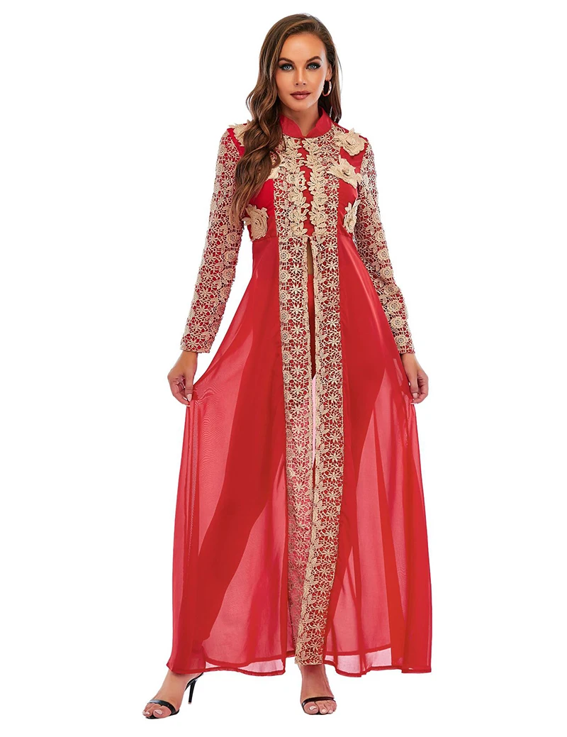 Modest Flower Chiffon Abaya Dress Beautiful Casual Dress for Women High Waist Islamic Abaya