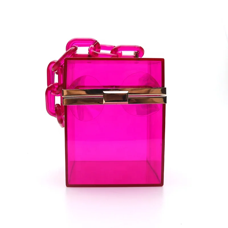 
Fashion Handbag Clear transparent PVC Acrylic Cube Box Purse cross body Handbags Women 