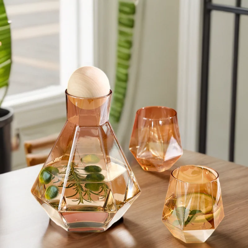 Multi-colour Large Capacity high borosilicate heat resistant kettle with wooden ball and unique shaped cup for home