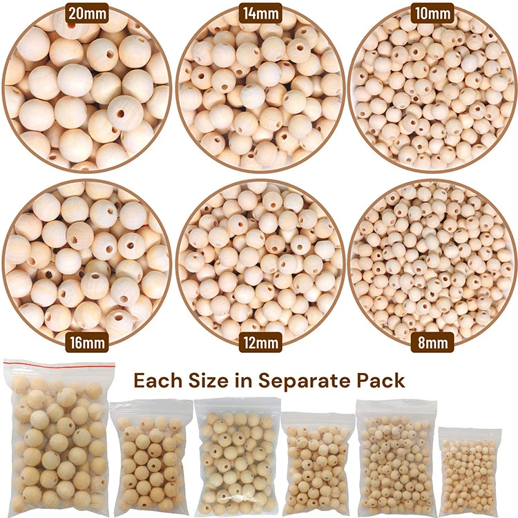 Wholesale Wooden Round Crafts Natural Wood Beads for Jewelry Making