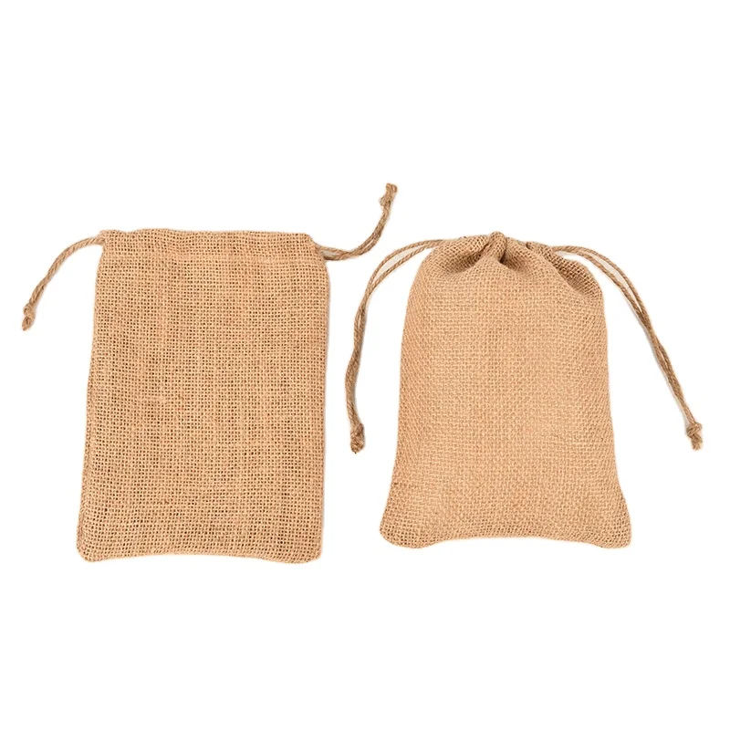 Wholesale Portable Reusable Eco Friendly Personalized Custom Logo Small Hemp Jute Drawstring Bag for Seed Coffee Beans