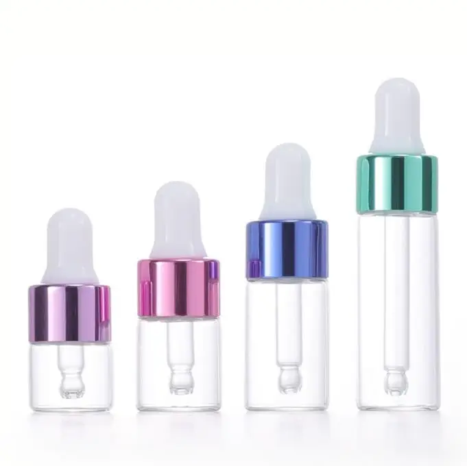 Mini size small size essential oil bottle 1ml 2ml 3ml 5ml clear glass bottle with dropper