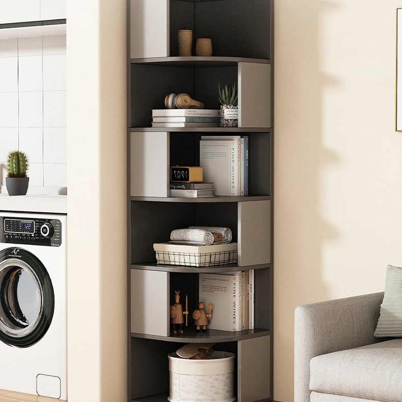 Factory customization bookcase modern luxury living room bookshelf wooden library rotating bookcase