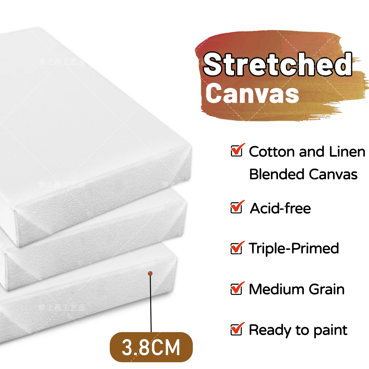 Wholesale High Quality White Blank Stretched Canvas, Art Supplies 400g Cotton and Linen Blend Medium Texture Canvas for Painting