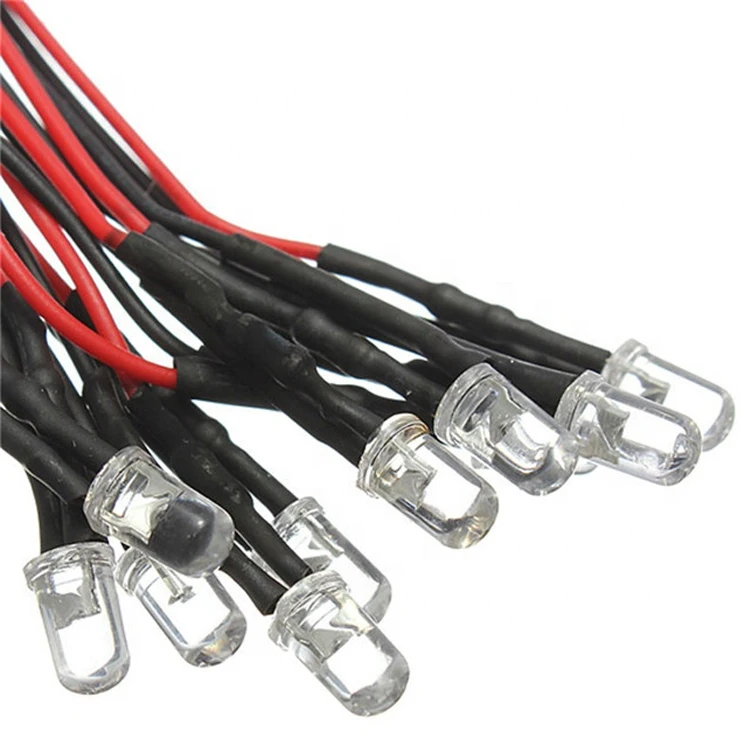 Hot Sale 3mm 5mm Prewired LED Diode White Red Green Blue RGB Candle Pre Wired LED Round Oval Rectangle Flat Top 3V 5V 6V 9V 12V