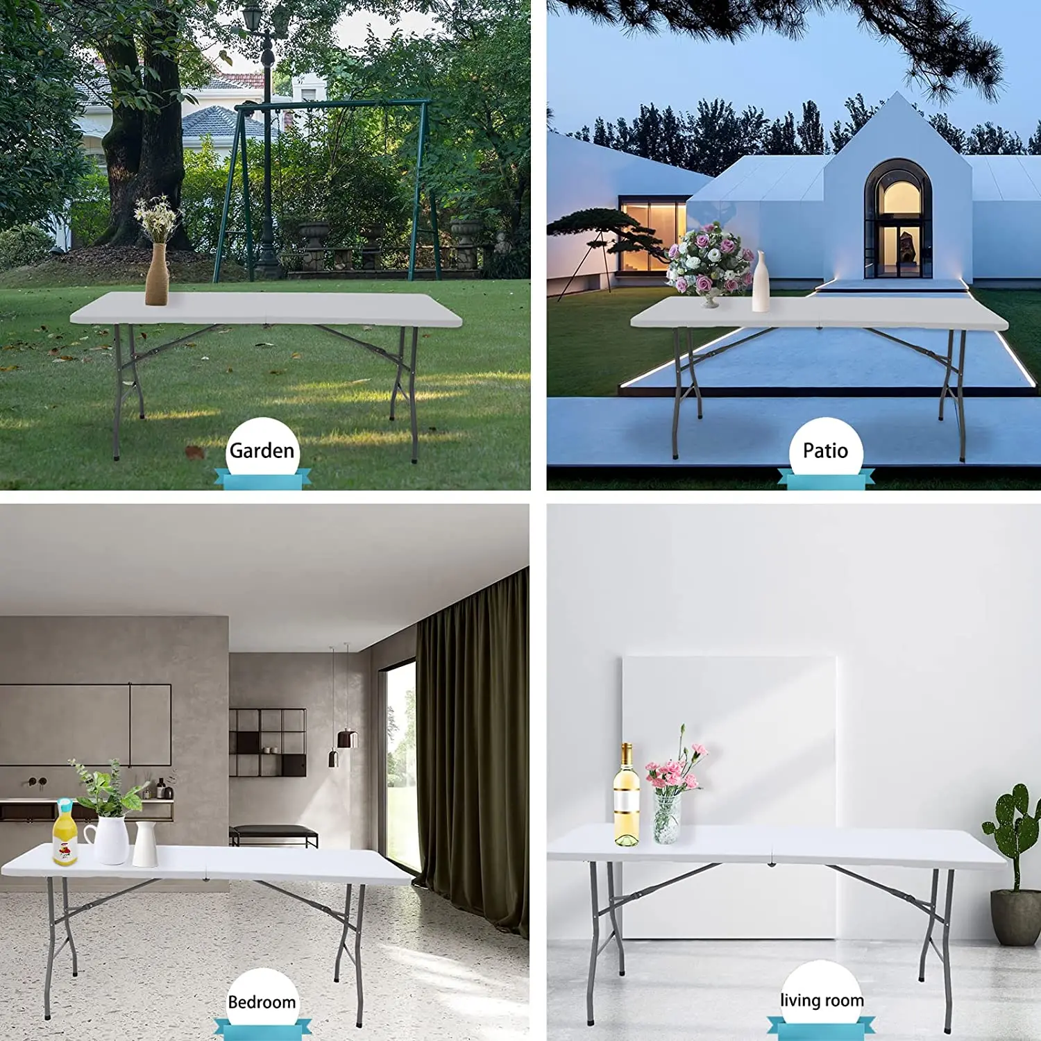 Hot sale HDPE plastic Rectangular Folding Dining Table For home wedding Outdoor Events
