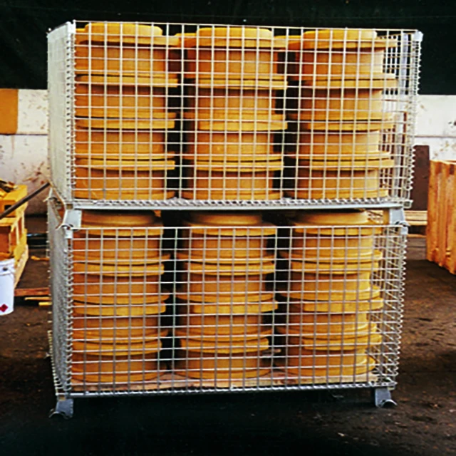 Peterack Foldable Portable Storage Pallet Cage Metal Box Wire Mesh Container for Warehouse Cargo Storage Equipment