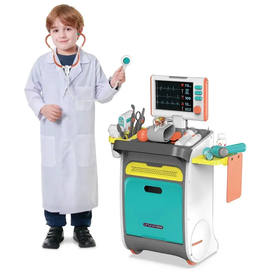 Hot Sale ECG Physical Examination Equipment Doctor Cart Toy Set Medical Desk Toys Occupation Role Play Doctor Education for Kids