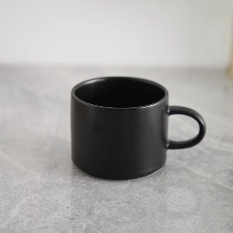 Japanese style drinkware short classic black white ceramic coffee tea cups