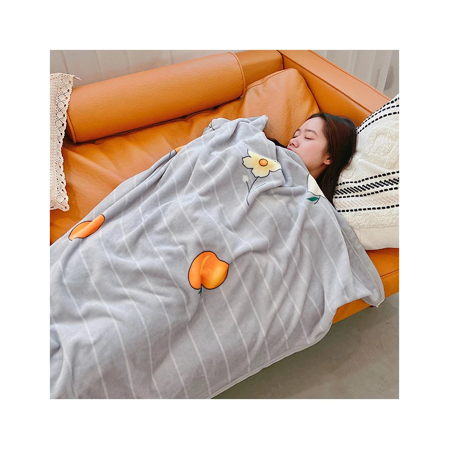 Korean Cozy blankets Buffalo Checkered Printed Carrots Throw Plush Soft Colorful Decorative Travel Blanket