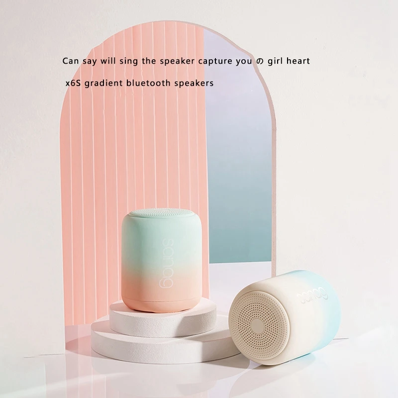 Custom Macaron Gradient Color 3D Stereo Surround Sound Audio BT Wireless Alto falante Mini Portable smart TWS Speaker Sanag
