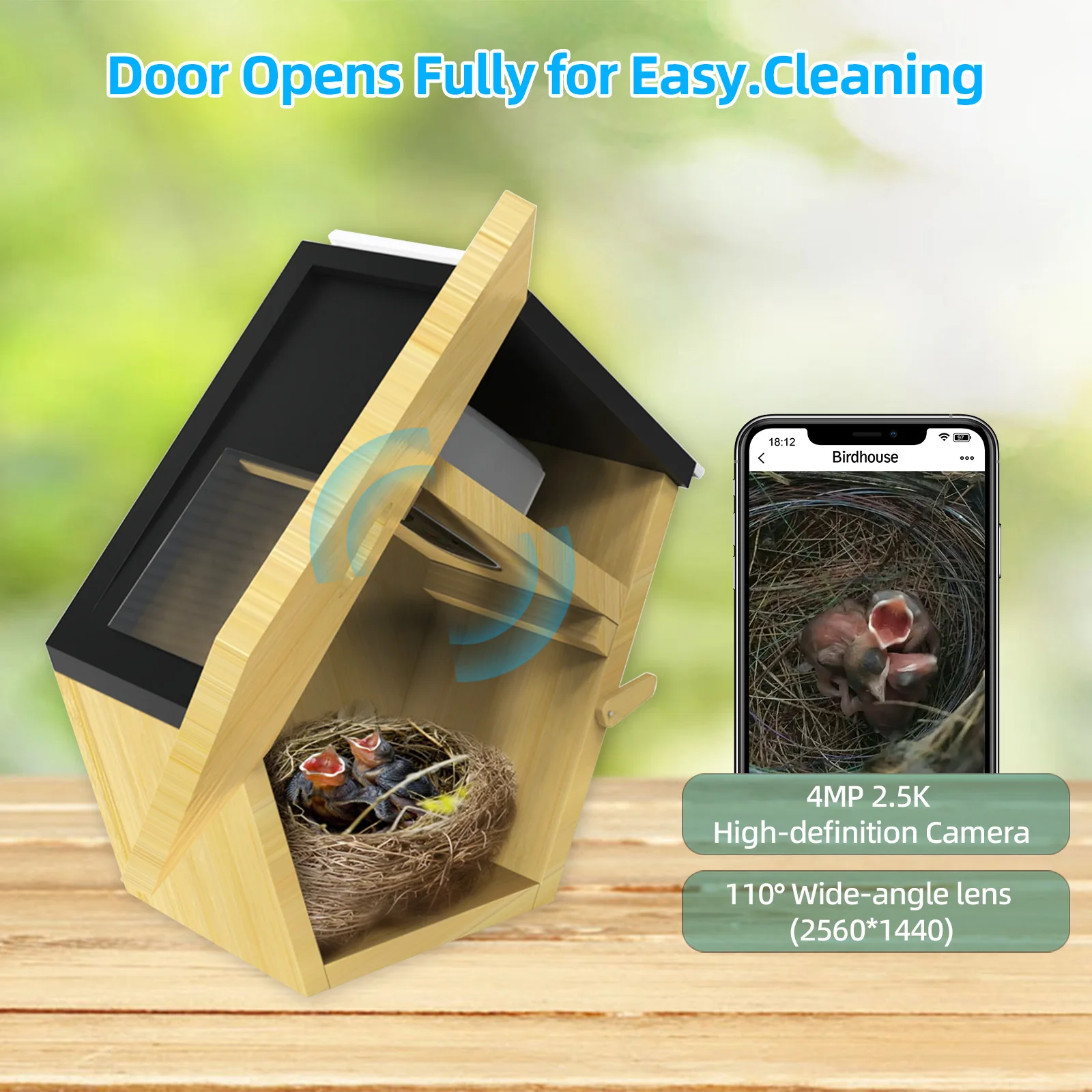 Birdhouse with HD Camera  App Notify Smart Birdhouse with Nest Auto Capture Photo & Video Birdhouse Camera for wild Bird Lovers