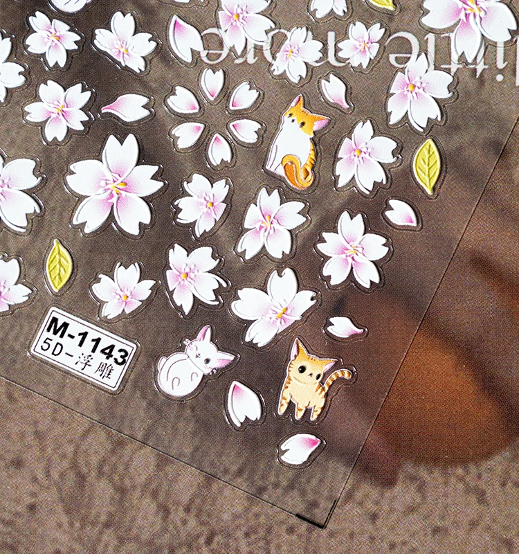 5D Relief Flower Simple Nail Sticker Adesivos Para Unhas Christmas Flakes 3d Nail Art for Sticker Decals