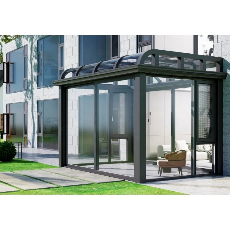 Customized Waterproof Sun Protection Free Standing Sunroom Tempered Glass Sunrooms With Aluminium For Villa Garden for sale