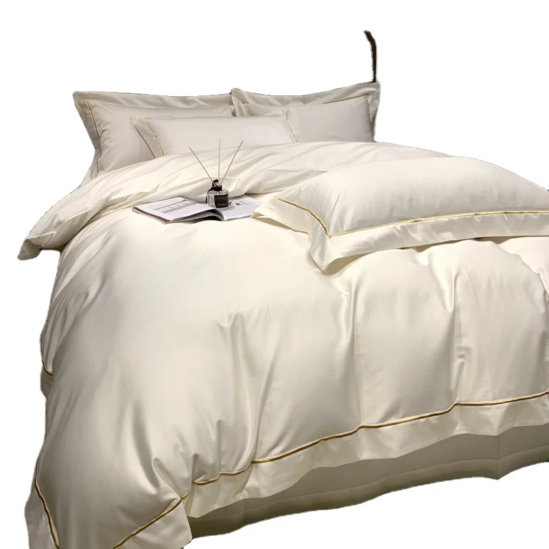 Hotel bed linen bedding sheet fabric white color 180 - 1000 TC