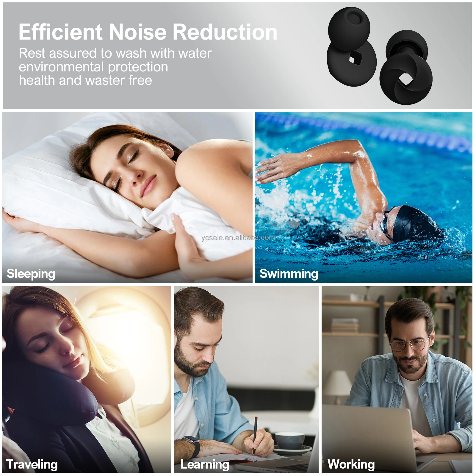 Earplugs Sleep Noise Cancel Reusable Soundproof Shooting Ear Protection Silicone Sleeping Ear Plugs