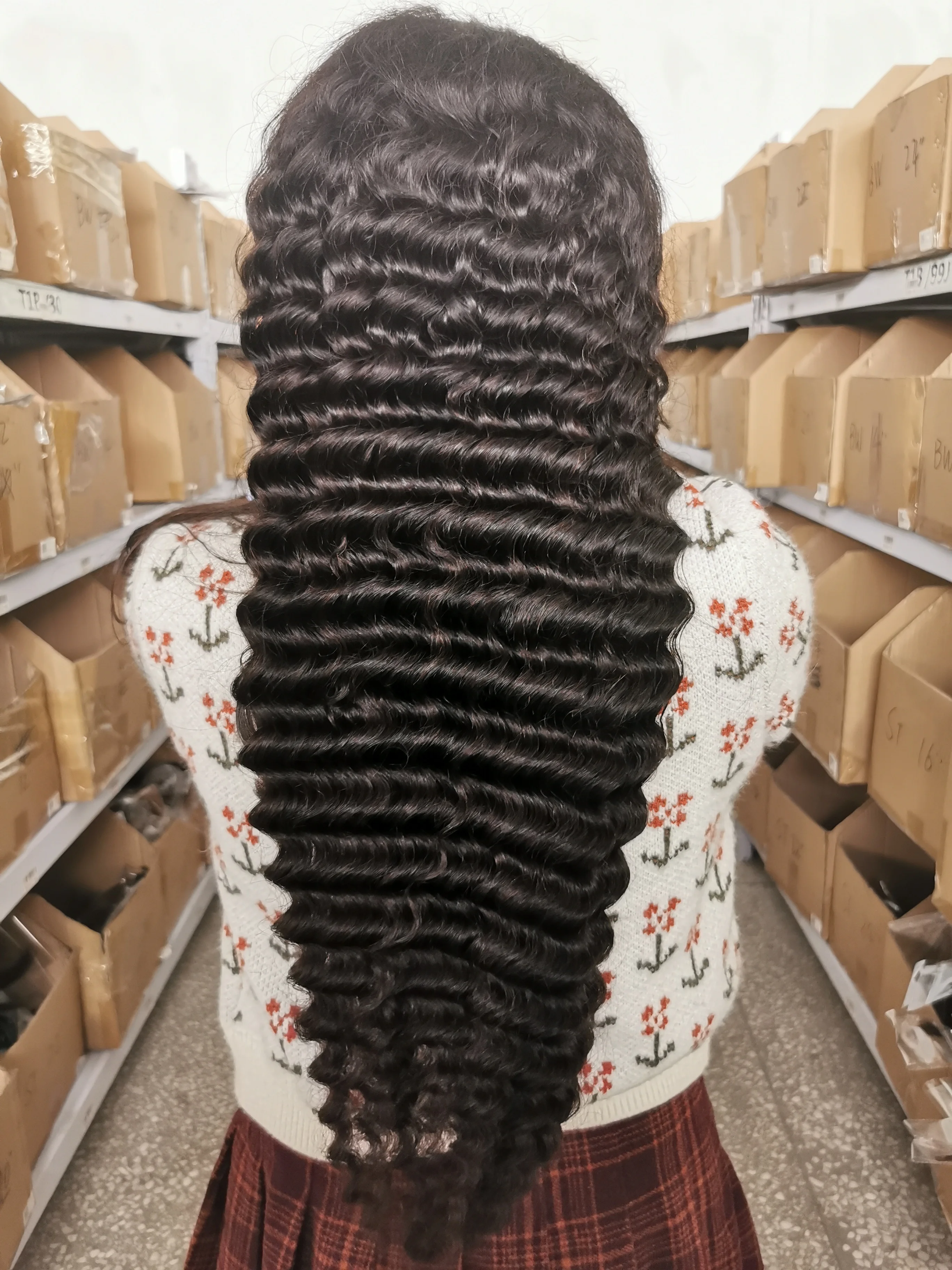 Fuxin Deep Wave Virgin Human Hair Lace Frontal Wigs Raw Indian Remy Hair Wholesale Wigs 40 Inch Human Hair Full Lace Front Wig