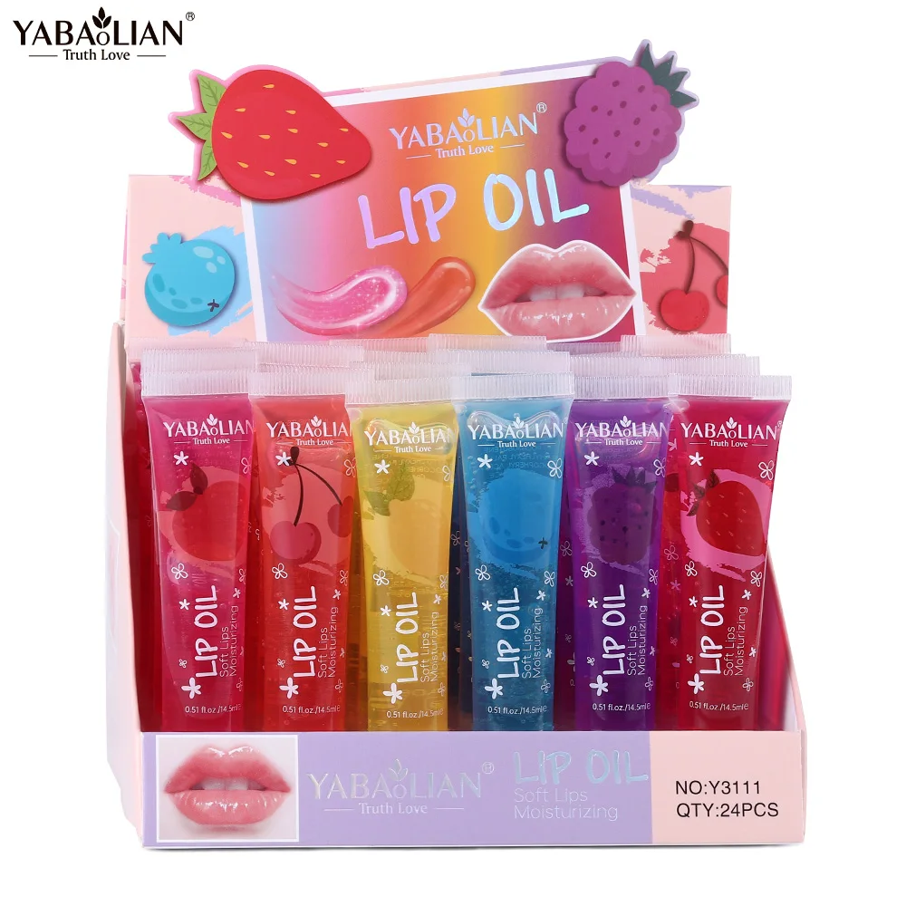 6-Color Long-Lasting Hose Hydrating Lip Gloss MultiColor Moisturizing Mirror Fruit Lip Oil Natural Liquid Makeup Customized LOGO